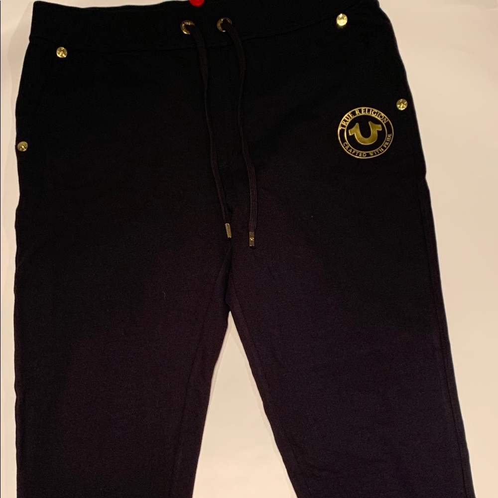 True Religion Sweatpants, Black Gold White Silver